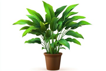 Fototapeta premium Lush Green Indoor Plant in a Simple Brown Pot on a Light Background