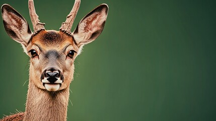 Obraz premium deer, green background, big horns, forest background