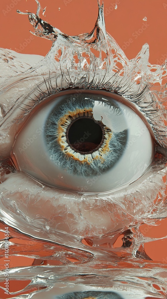 Wall mural Human Eye in Water Splash: A Detailed Macro Shot