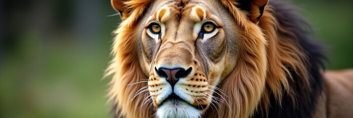 A lion's face with a majestic expression
