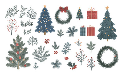 Christmas Ornament and Decorations Elements  set Collection