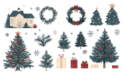 Christmas Ornament and Decorations Elements  set Collection