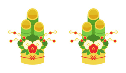 門松のイラスト ( ベクター 白背景 正月素材 )