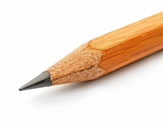 Fototapeta premium A close-up of a sharpened wooden pencil, showcasing its smooth surface, detailed wood grain, and fine graphite tip.