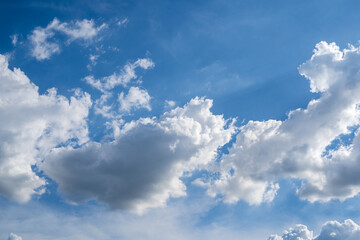 clouds and blue sunny sky,  white clouds over blue sky, Aerial view,  nature blue sky white cleat weather.