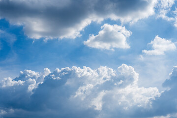clouds and blue sunny sky,  white clouds over blue sky, Aerial view,  nature blue sky white cleat weather.