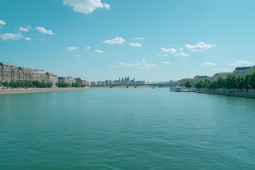 Budapest Riverfront Architecture and Bridge Scenic View