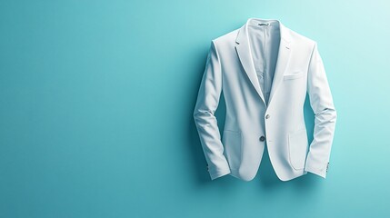 White blazer on a blue background.