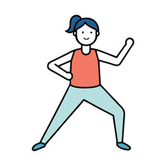 Fototapeta premium A person is practicing Zumba on a white background.