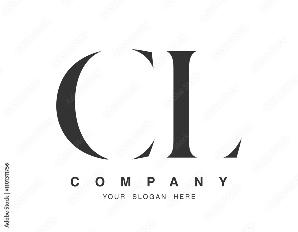Fototapete cl logo design. initial letter c and l serif font style. creative classic company name typography. t