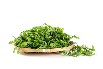 Fototapeta premium fresh shepherd's purse vegetable isolated on white background.