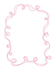 A pink frame with a wavy line design. The frame is white and the pink color is dominant