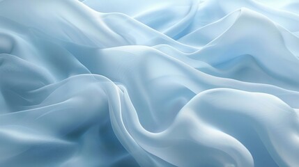 Obraz premium Soft, flowing light blue silk fabric with elegant drapes and folds.
