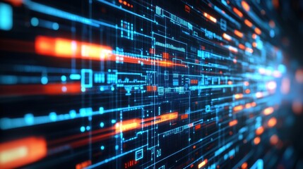 Obraz premium Dynamic Digital Landscape: Interconnected Technological Pathways