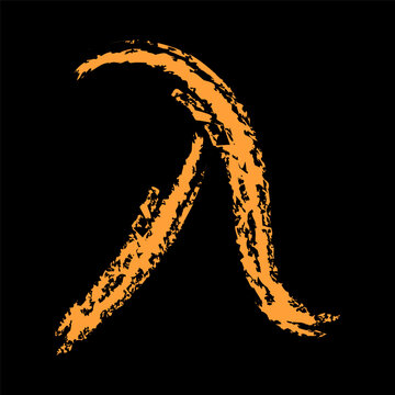 Chalk lambda sign color. Doodle hand drawn.