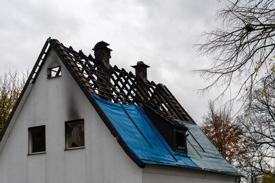 Roof damage observed on a building following severe weather conditions