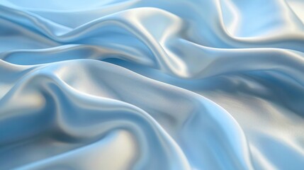 Obraz premium Smooth, flowing light blue silk fabric with soft waves and folds.