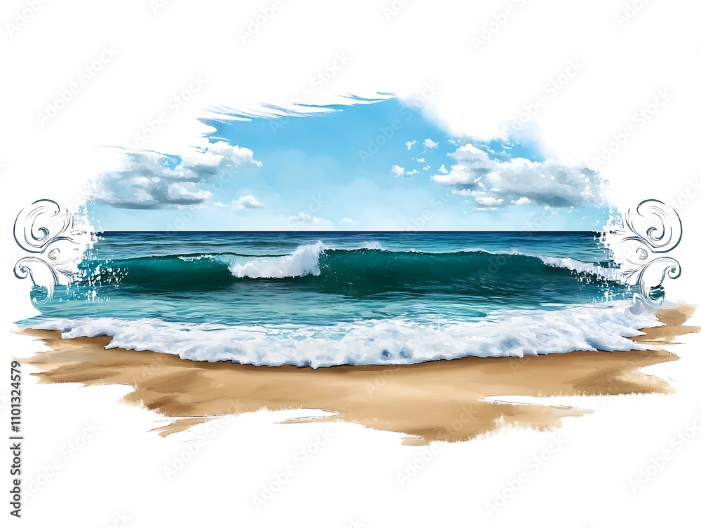Wall mural discover the tranquility of ocean waves gently lapping on a serene beach