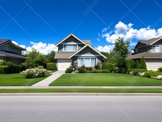 Naklejka premium Suburban Homes Under Sunny Sky