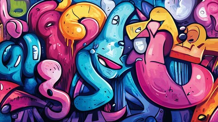 Obraz premium Colorful Spray Paint and Doodle Background