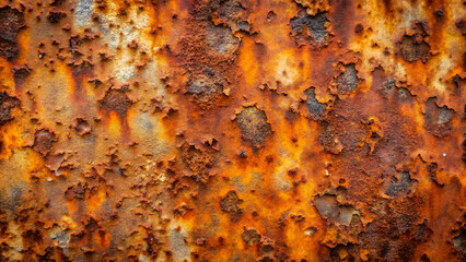 Rusted orange painted metal wall.