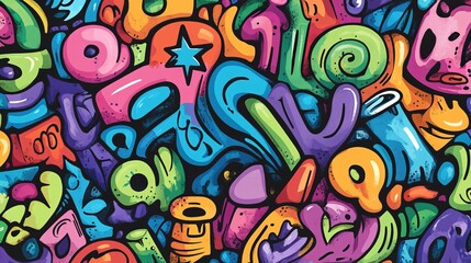Obraz premium Colorful Spray Paint and Doodle Background