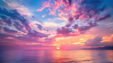 Obraz premium photograph of Sunset sky clouds over sea in Phuket Thailand, Amazing nature landscape seascape Colorful sky background