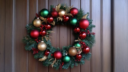 christmas wreath hanging on the door