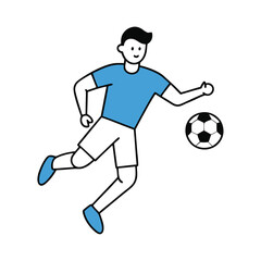 Obraz premium A man is kicking a soccer ball on a white background.