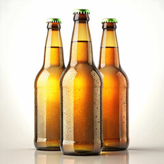 beer bottles on white background