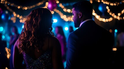 Fototapeta premium Couple at a Romantic Night Party