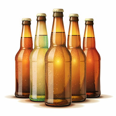 beer bottles on white background