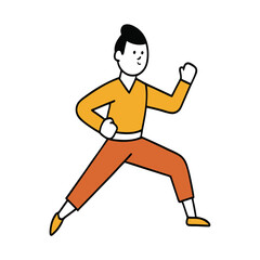 Fototapeta premium A man is practicing martial arts on a white background.