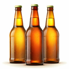 beer bottles on white background