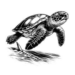 Obraz premium A tiny turtle walking on a sandy path tattoo