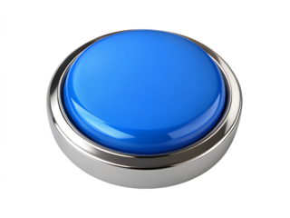 3d blank blue round button for website isolated on white background as transparent. PNG. AI GENERATED