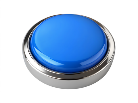 3d blank blue round button for website isolated on white background as transparent. PNG. AI GENERATED
