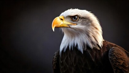 Fototapeta premium Isolated Bald Eagle Staring Up to the Right