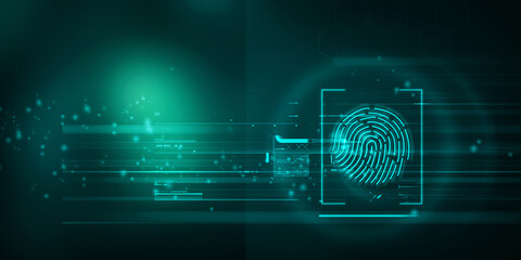 2d Illustration Fingerprint Scanning Technology Concept 