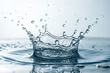A Stunning Water Droplet Crown  Crystal Clear Liquid Impacting a Still Surface