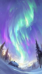Obraz premium aurora borealis northern lights at night sky