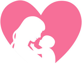 Mother and Baby Silhouette Heart