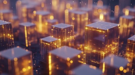 Blockchain technology 3D illustration. Generative AI