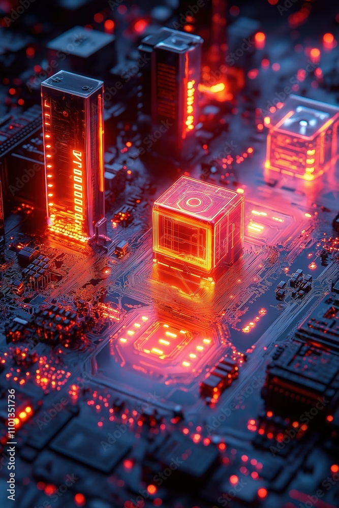 Poster intricate network of glowing circuits showcasing advanced artificial intelligence technology