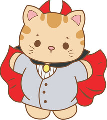 Illustration of cute kitty halloween icon.
Funny halloween cat in daily activities elements.
