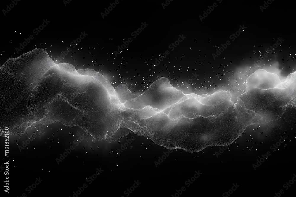 Poster visual representation of abstract patterns created by artificial intelligence in a black background