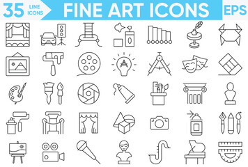 Fototapeta premium Fine Art Line Icon. vector set of cinema and film with outline style vector and illustrator set.