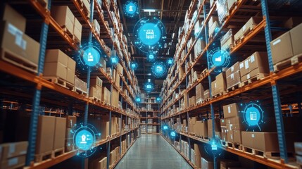 Fototapeta premium Warehouse Automation and Digital Transformation