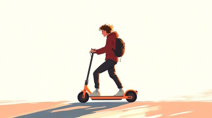 a 2D cartoon illustration of a person using a smartphone, modern and digital, white background--ar 16:9