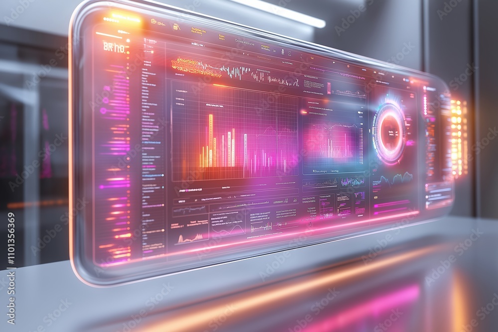 Poster futuristic data visualization display in a high-tech environment